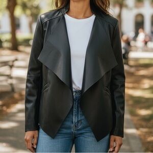 👛 (ANY 2/$50) LE CHATEAU Raw Edge Open Faux Leather Jacket